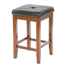 Load image into Gallery viewer, Set of 2 - 24-inch High Cherry Bar Stools w- Cushion Faux Leather Seat