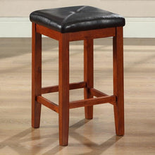 Load image into Gallery viewer, Set of 2 - 24-inch High Cherry Bar Stools w- Cushion Faux Leather Seat