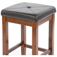 Load image into Gallery viewer, Set of 2 - 24-inch High Cherry Bar Stools w- Cushion Faux Leather Seat