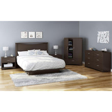 Load image into Gallery viewer, Contemporary 2-Door Armoire Wardrobe Cabinet with Bottom Drawer in Chocolate Brown