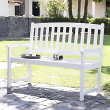 Load image into Gallery viewer, 4-Ft Garden Bench with Curved Back and Armrests in White Wood Finish