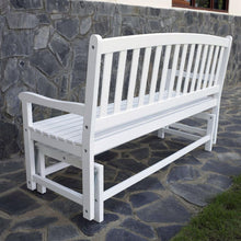 Load image into Gallery viewer, 4-Ft Outdoor Patio Glider Chair Loveseat Bench in White Wood Finish