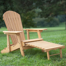Load image into Gallery viewer, Reclining Adirondack Chair with Pull-out Ottoman in Natural Fir Wood