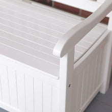 Load image into Gallery viewer, White Wood 4-Ft Outdoor Patio Garden Bench Deck Box with Storage