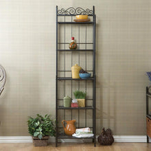 Load image into Gallery viewer, Narrow Wrought Iron Bakers Rack with 5 Shelves