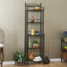 Load image into Gallery viewer, Narrow Wrought Iron Bakers Rack with 5 Shelves