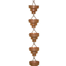 Load image into Gallery viewer, Pure Copper 8.5-Ft Long Rain Chain with Wide Mouth Funnel Cups