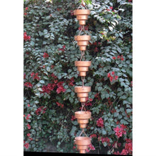 Load image into Gallery viewer, Pure Copper 8.5-Ft Long Rain Chain with Wide Mouth Funnel Cups