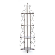 Load image into Gallery viewer, Ornate 4-Tier Metal Corner Bakers Rack Kitchen Dining Shelf