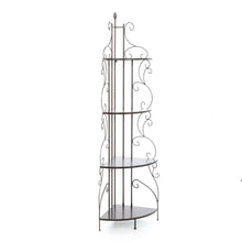 Load image into Gallery viewer, Ornate 4-Tier Metal Corner Bakers Rack Kitchen Dining Shelf