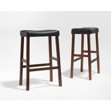 Load image into Gallery viewer, Set of 2 - Upholstered Faux Leather Saddle Seat Barstool in Cherry