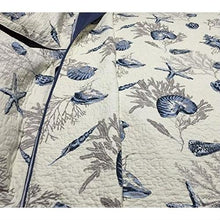 Load image into Gallery viewer, Queen size 100-Percent Cotton 3-Piece Bedspread Quilt Set Ocean Beach Sea Shells Marine Starfish