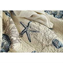 Load image into Gallery viewer, Queen size 100-Percent Cotton 3-Piece Bedspread Quilt Set Ocean Beach Sea Shells Marine Starfish