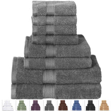 Load image into Gallery viewer, 8-Piece Bath Towel Set in Soft Luxury 100-Percent Cotton - Grey