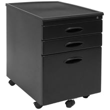 Load image into Gallery viewer, Black 3-Drawer Locking Mobile Filing Cabinet with Casters