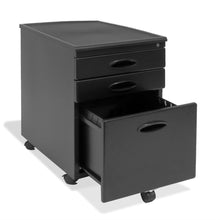 Load image into Gallery viewer, Black 3-Drawer Locking Mobile Filing Cabinet with Casters