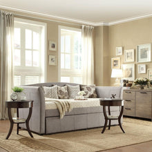 Load image into Gallery viewer, Twin size Grey Upholstered Daybed with Roll-out Trundle Guest Bed