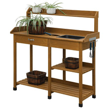 Load image into Gallery viewer, Wooden Potting Bench Work Table-sink Light Oak Finish