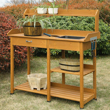 Load image into Gallery viewer, Wooden Potting Bench Work Table-sink Light Oak Finish