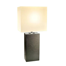 Load image into Gallery viewer, Contemporary Black Leather Table Lamp with White Fabric Shade