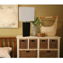 Load image into Gallery viewer, Contemporary Black Leather Table Lamp with White Fabric Shade