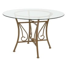 Load image into Gallery viewer, Contemporary 45-inch Round Glass Top Dining Table with Matte Gold Metal Frame