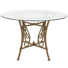 Load image into Gallery viewer, Contemporary 45-inch Round Glass Top Dining Table with Matte Gold Metal Frame