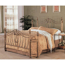 Load image into Gallery viewer, Queen size Metal Bed with Headboard and Footboard in Antique Brushed Gold Finish