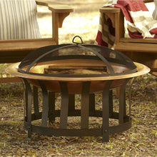 Load image into Gallery viewer, Copper 30-inch Fire Pit with Black Steel Frame and Lid