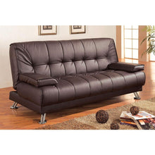 Load image into Gallery viewer, Modern Futon Style Sleeper Sofa Bed in Brown Faux Leather