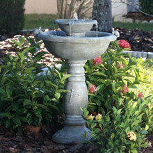 Load image into Gallery viewer, Weathered Stone Finish Outdoor Resin Solar Fountain Bird Bath