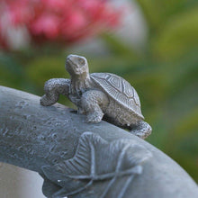 Load image into Gallery viewer, Weathered Stone Finish Outdoor Resin Solar Fountain Bird Bath