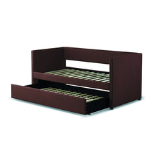 Load image into Gallery viewer, Twin size Chocolate Brown Upholstered Daybed with Pull out Trundle