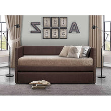 Load image into Gallery viewer, Twin size Chocolate Brown Upholstered Daybed with Pull out Trundle