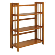 Load image into Gallery viewer, 3-Shelf Folding Storage Shelves Bookcase in Honey Oak Finish