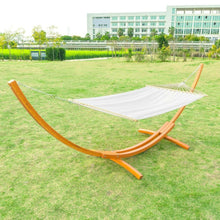 Load image into Gallery viewer, White Cotton Polyester Hammock with 15-ft Pine Wood Stand