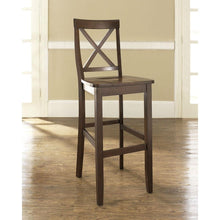 Load image into Gallery viewer, Set of 2 - X-Back 30-inch Solid Wood Barstool in Mahogany Finish