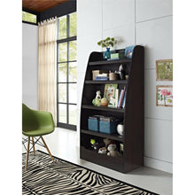 Load image into Gallery viewer, Kids 4-Shelf Bookcase in Espresso Wood Finish Childs Bedroom