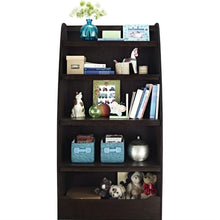 Load image into Gallery viewer, Kids 4-Shelf Bookcase in Espresso Wood Finish Childs Bedroom