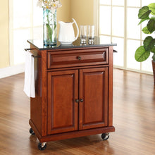 Load image into Gallery viewer, Cherry Portable Kitchen Island Cart w- Granite Top &amp; Locking Wheels