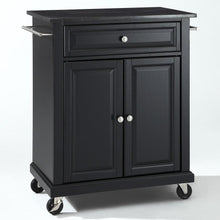 Load image into Gallery viewer, Black Mobile Kitchen Cart Island with Granite Top with Locking Casters