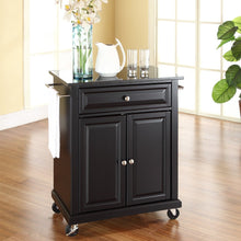 Load image into Gallery viewer, Black Mobile Kitchen Cart Island with Granite Top with Locking Casters