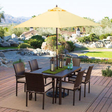 Load image into Gallery viewer, Outdoor Patio 9-Ft Wooden Market Umbrella with Yellow Shade Canopy