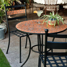 Load image into Gallery viewer, 3-Piece Black Metal Patio Bistro Set with Terra Cotta Tiles