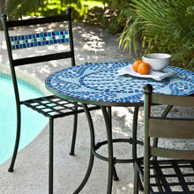 Load image into Gallery viewer, Outdoor 3-Piece Aqua Blue Mosaic Tiles Patio Furniture Bistro Set
