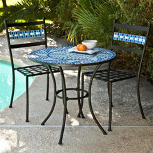 Load image into Gallery viewer, Outdoor 3-Piece Aqua Blue Mosaic Tiles Patio Furniture Bistro Set