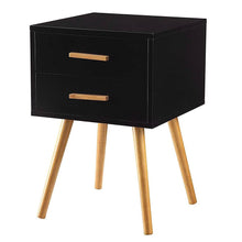 Load image into Gallery viewer, Modern Mid-Century Style End Table Nightstand in Black &amp; Oak Wood Finish