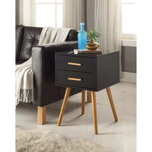 Load image into Gallery viewer, Modern Mid-Century Style End Table Nightstand in Black &amp; Oak Wood Finish