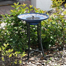 Load image into Gallery viewer, Outdoor Ceramic Bowl Fountain Bird Bath with Metal Stand and Solar Pump