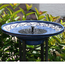 Load image into Gallery viewer, Outdoor Ceramic Bowl Fountain Bird Bath with Metal Stand and Solar Pump